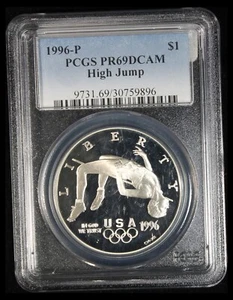 1996-P Commemorative Silver Dollar- High Jump - PCGS PR-69 DCam TQ2994/RH - Picture 1 of 2