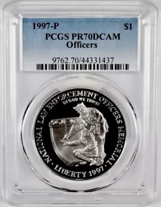 1997 LAW OFFICERS Silver Dollar PCGS PR70💥FLAWLESS QUALITY💥 - Picture 1 of 4
