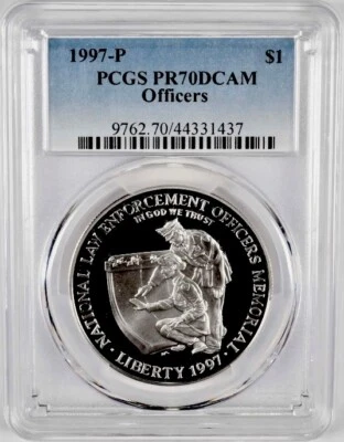 1997 LAW OFFICERS Silver Dollar PCGS PR70💥FLAWLESS QUALITY💥 - Image 1 of 4
