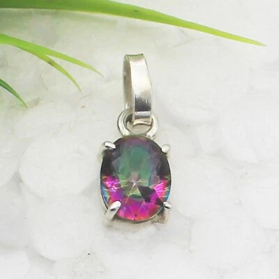 925 Sterling Silver Mystic Topaz Necklace Handmade Jewelry Gift For Women - Image 1 of 4