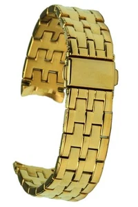 Massive Stainless Steel Watch Arm Band IP Gold 16 MM Folding Clasp Spare Women's - Picture 1 of 2