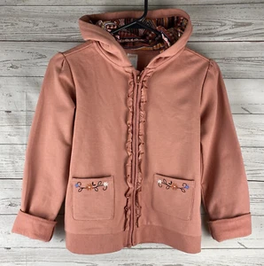 NWT Gymboree Full Zip Hoodie Girls Size 12 Western Skies Pink Ruffled Embroidery - Picture 1 of 12