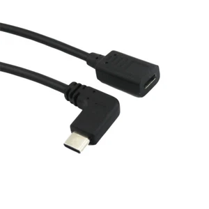1x 30cm Type C USB 3.1 Male Right Angle to Female Jack Data Sync Extension Cable - Picture 1 of 7