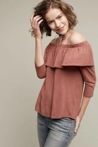 Anthropologie DOLAN Left Coast Womens Charla Off Shoulder Top Shirt Size XS Red - Picture 1 of 8