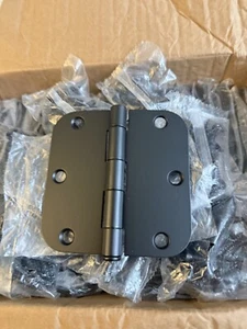 (40) Door Hinges 3.5" x 3.5" Rounded 5/8" Radius Interior Hinge, Matte Black - Picture 1 of 3
