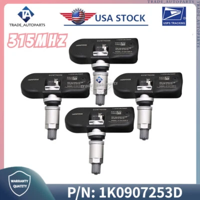 Sensor de presión de neumáticos 4 piezas 315 MHz 1K0907253D TPMS para Audi TT VW Passat Jetta EE. UU. Foto 1 de 4