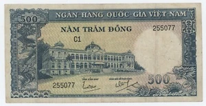 Südvietnam 500 Dong ND 1962 Pick 6A ss-zirkulierte Banknote Pin Loch - Bild 1 von 2