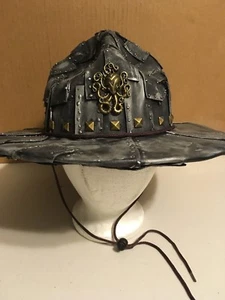 Sombrero de campaña COSPLAY Steam Punk, ""sargento de taladro"" plata imitación metal, XL 7 3/4 - Imagen 1 de 4