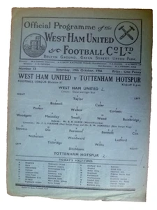 West Ham United v Tottenham Hotspur League Division II 1946 - 19 de octubre raro - Imagen 1 de 2