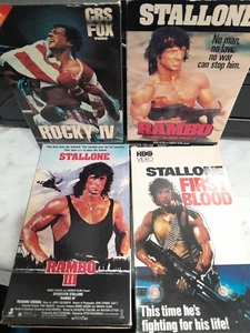 4 Sylvester Stallone VHS tapes Movies Rambos Rocky 4 First Blood - Bild 1 von 5