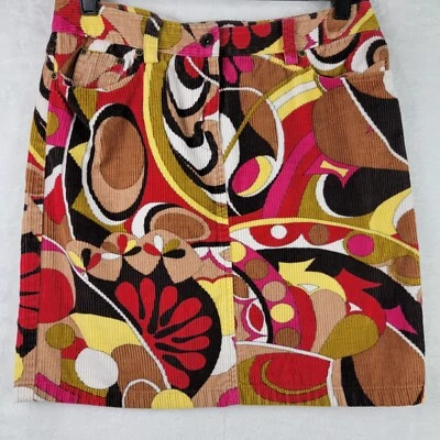 Mini Falda Corta Etcetera Talla 4 Bolsillos Pana Multicolor Años 70 Diseño Retro  Foto 1 de 4