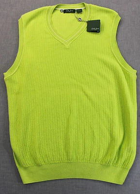 BOBBY JONES GOLF Mens Pistachio Green Pima Cotton V-Neck Sweater Vest NWT L $135 - Image 1 of 4
