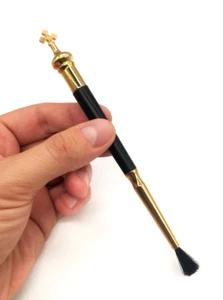 Cepillo de unción ortodoxo Striuchtsa 6,3" mango chapado en oro de ebonita - Imagen 1 de 9
