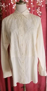 LONGSHIRT ZARA ECRU XS OVERSIZED BESTICKT PERLEN BLUMEN PLISSEE - Bild 1 von 9