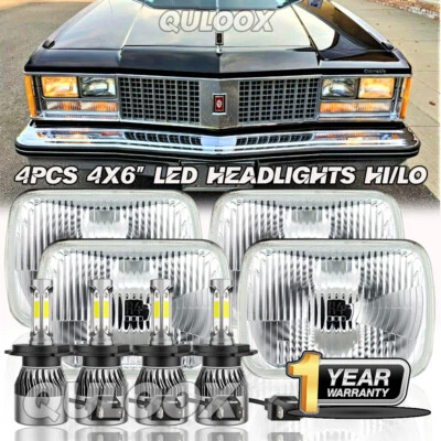 4pc 4x6" Led Headlights Hi/Lo Beam For 1980 - 1988 Oldsmobile Cutlass Supreme US - Image 1 of 4