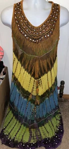 Womens Riviera Sun Lightweight Rayon Summer Dress Sleeveless Small Sequin Fall - Picture 1 of 7