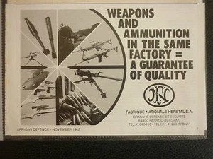 11/1982 PUB FN HERSTAL SA ARMEMENT WEAPONS LIGHT ARMAMENT ORIGINAL AD - Imagen 1 de 1