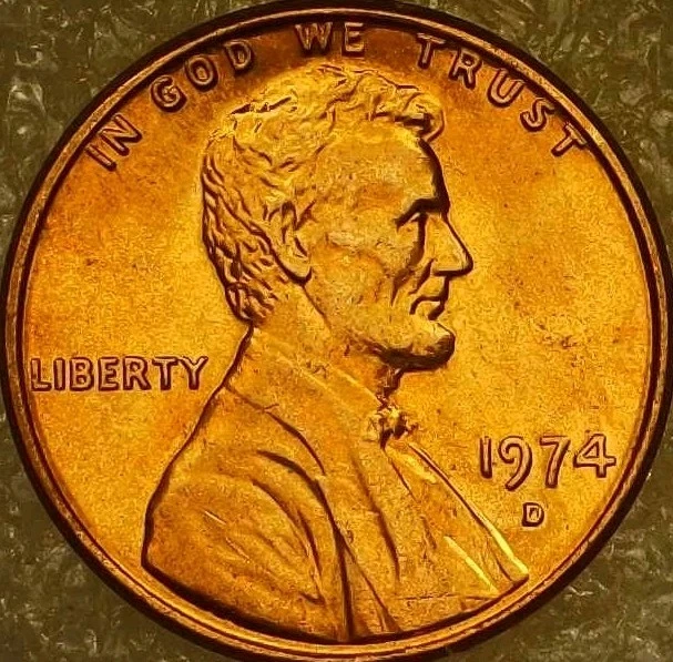 🔥 UNCIRCULATED (RED) 1974-D LINCOLN CENT DDO DDR AND RPM VARIETY - Image 1 of 4