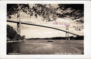 1950 Photo of 1000 Islands Bridge, Canada with Boat - Picture 1 of 2