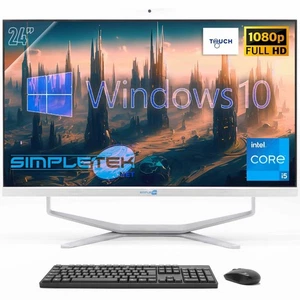 PC All In One AIO 24" FHD Touchscreen Windows 10 i5 4GB 120GB Fisso Webcam 2K - Picture 1 of 9