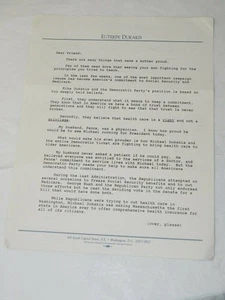 EUTERPE B. DUKAKIS autographed LETTER on E. DUKAKIS letterhead BEGGING FOR $$$ - Picture 1 of 7