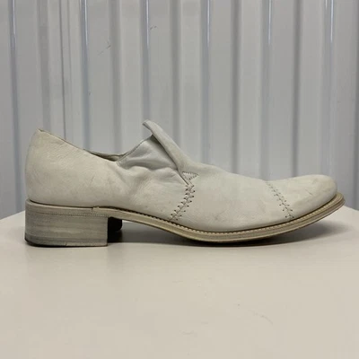 Rocco P for Barneys White Leather Double Stitch Slip On Oxfords Sz EU 38/US 8 - Image 1 of 4