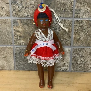 Vintage "Roditi" haitianisches Souvenir karibische Puppe rotes Kleid Creolen handbemalt - Bild 1 von 7