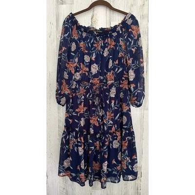 Ryan Michelle Womens Dress Size Petite Medium Floral Smocked Waist Off-Shoulder - Image 1 of 4