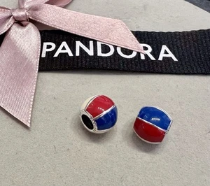 NEW Genuine X2 Pandora Silver BEACH BALL Red White Blue Charm 791146ENMX RETIRED - Picture 1 of 7