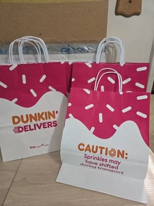 Dunkin Donuts Paper Tote Bags (Lot Of 10) 10" Dunkin Delivery Bags New - Picture 1 of 5