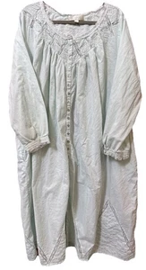 EILEEN WEST SALBEI MINTGRÜN BAUMWOLLE RASEN LANGARM GROSSER MORGENMANTEL ODER KLEID GRÖSSE 2XL - Bild 1 von 13