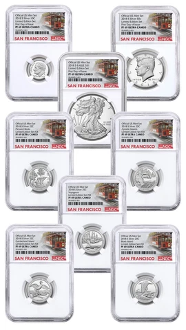 8-Coin Set 2018-S US Limited Edition Silver Proof Set NGC PF69 UC FDI Cover