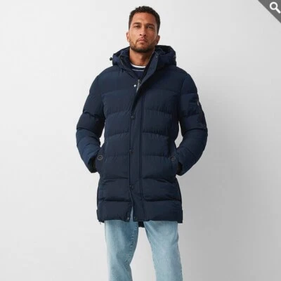 Point Zero Navy Blue LEVI Long Quilted puffer long Winter Jacket size Medium - Image 1 of 4