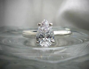Solitaire Women Engagement Ring 1.42ct Simulated Diamond White Gold Plated - Picture 1 of 9