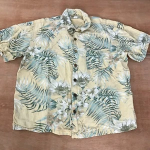 Joe Marlin Hawaiian Shirt Men Large Blue White Floral Button Up Pocket Collar - Picture 1 of 12