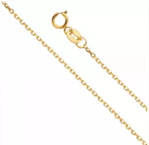 Collana catena rolo ovale taglio angolo 0,9 mm oro giallo 14 carati 16" 18" 20" 22 pollici - Foto 1 di 12