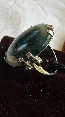 Anel de prata esterlina 925 declaração ágata musgo tamanho 4,75 6,3 gramas - Imagem 1 de 4