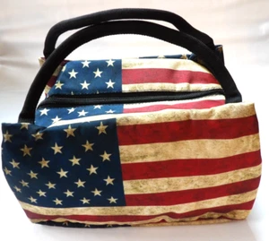 Vintage American Flag Insulated Cooler Bag , Leakproof Polyester Portable - Picture 1 of 5
