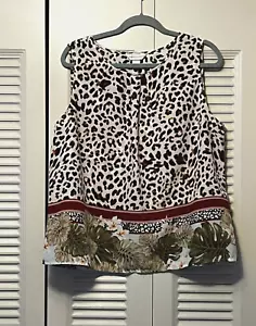 Christopher & Banks Sleeveless Animal & Floral Print Top - XL - Picture 1 of 5