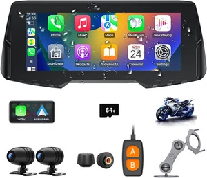 6.86"/6.25" Motorcycle Navigator Wireless CarPlay Android Auto with camera &TPMS - Picture 1 of 56