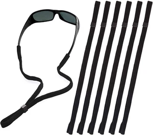 Black Glasses Strap Sports Sunglasses & Eyeglasses Holder Straps Pack of 6 - Picture 1 of 12