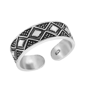 Classic Balinese Rhombus Link Sterling Silver Toe or Pinky Ring - Picture 1 of 4
