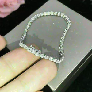 7.00 Ct Round Cut Diamond Women's Tennis Bracelet 7.25" 14k White Gold Finish - Picture 1 of 6
