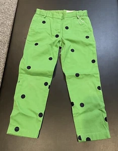 CREWCUTS Size 8 Green Blue Polka Dot Twill Pants  - Picture 1 of 5