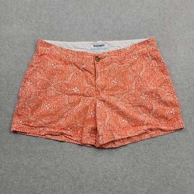Pantalones Cortos Old Navy Everyday Para Mujer 8 Naranja Floral Frente Plano Algodón Chino 32 x 4 Foto 1 de 4