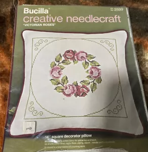 Bucilla Creative Needlecraft 14” Decorator Pillow Kit 2599 Vic Roses Open - Picture 1 of 6