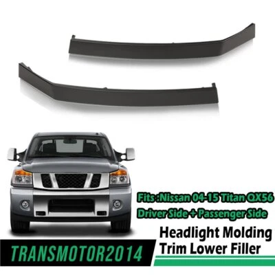 Par de relleno inferior moldeado para faros Nissan Titan Armada QX56 04-15 Foto 1 de 4