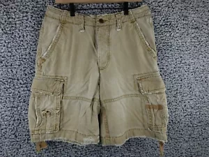 Vintage Y2K Abercrombie Cargo Shorts 32 Khaki Pockets Pockets Adjustable Waist - Picture 1 of 18