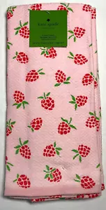 KATE SPADE ASCIUGAMANI CUCINA (3) FRAGOLE ROSA VERDE 17 X 29 100% COTONE NUOVI CON ETICHETTE - Foto 1 di 3