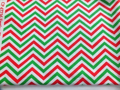 2 yards Christmas cotton quilt fabric FESTIVE CHEVRON red green CP47236 vtg oop - Image 1 of 2